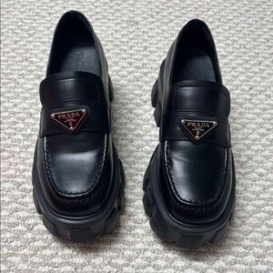 Black Chunky Sole Loafers